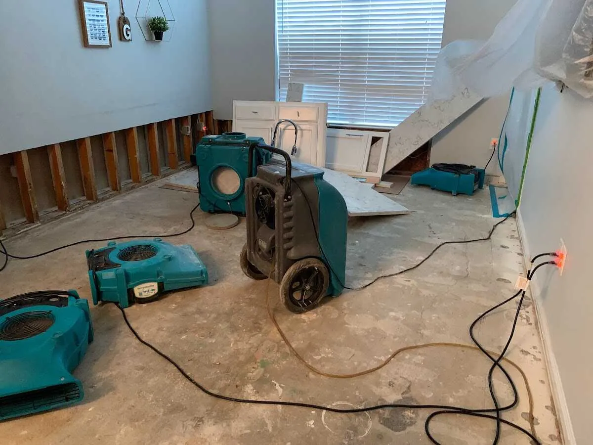 Dehumidifier in flood-cut room for Water Damage Restoration in Ulysses